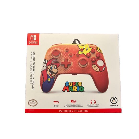 Official Super Mario Red Wired Controller for Nintendo Switch-New In Box - Picture 1 of 4